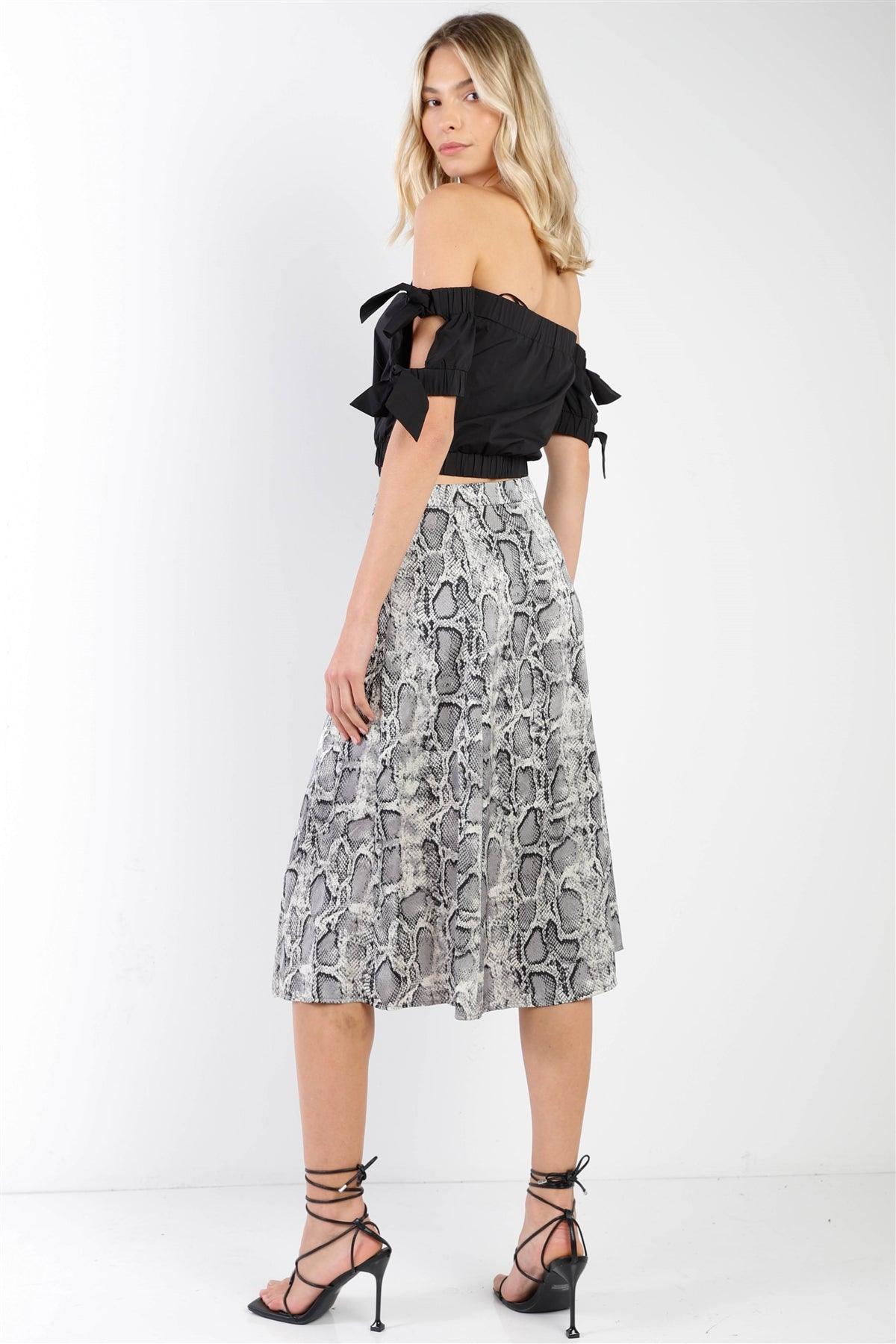 Snake Print Satin Effect Midi Slip Skirt /3-1-1