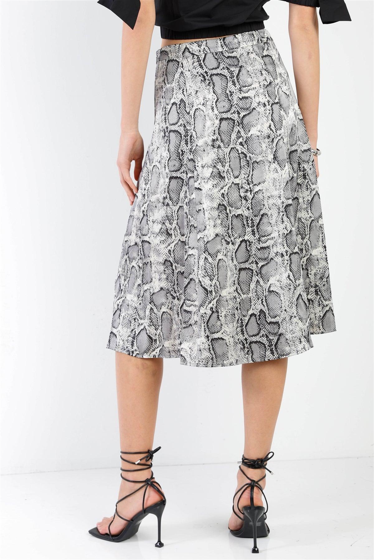 Snake Print Satin Effect Midi Slip Skirt /3-1-1