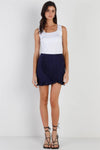 Navy Cotton Lace Wrap Mini Skirt /2-4