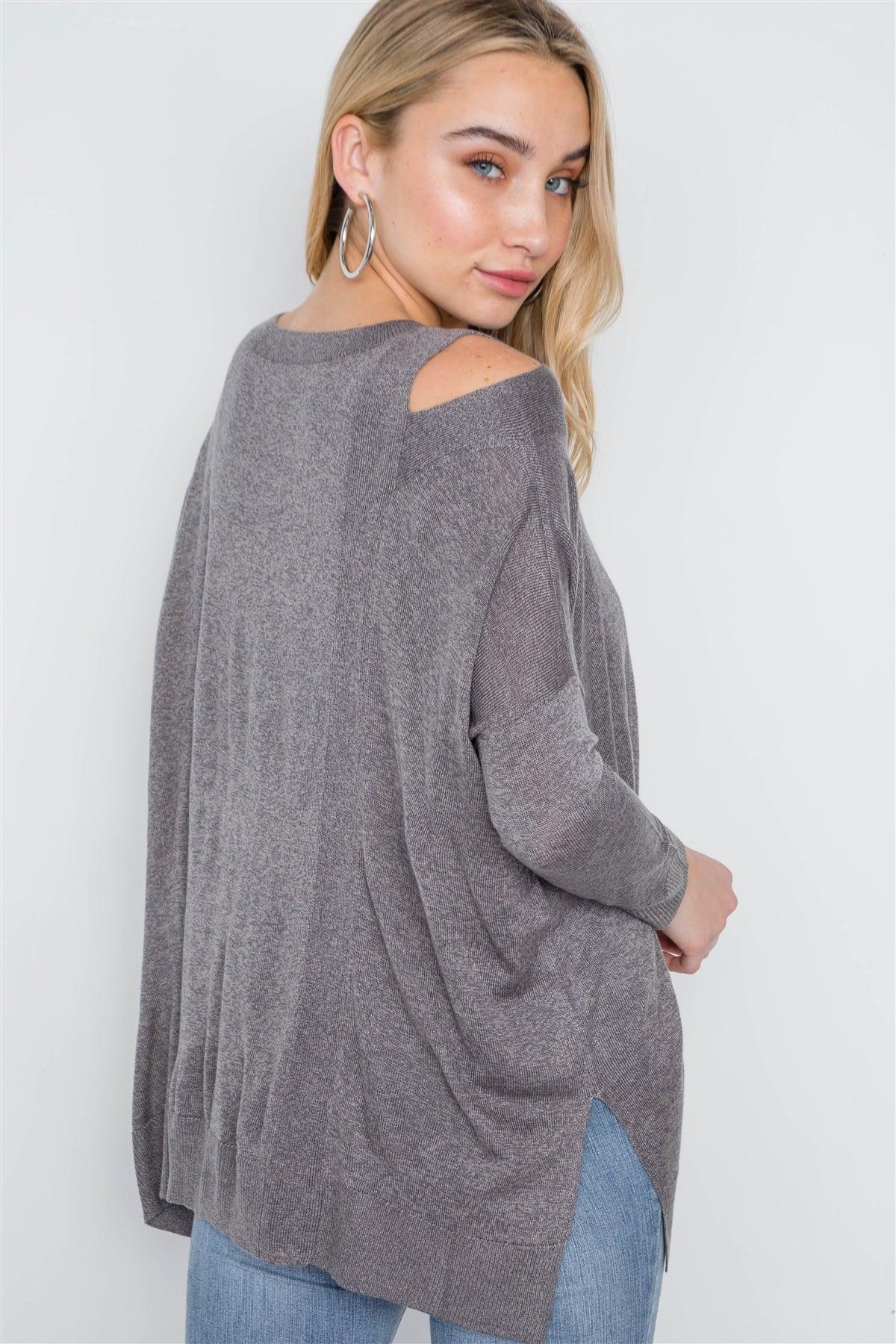 Dust Loose Fit Long Sleeve Cut-Out Sweater /1-1-1