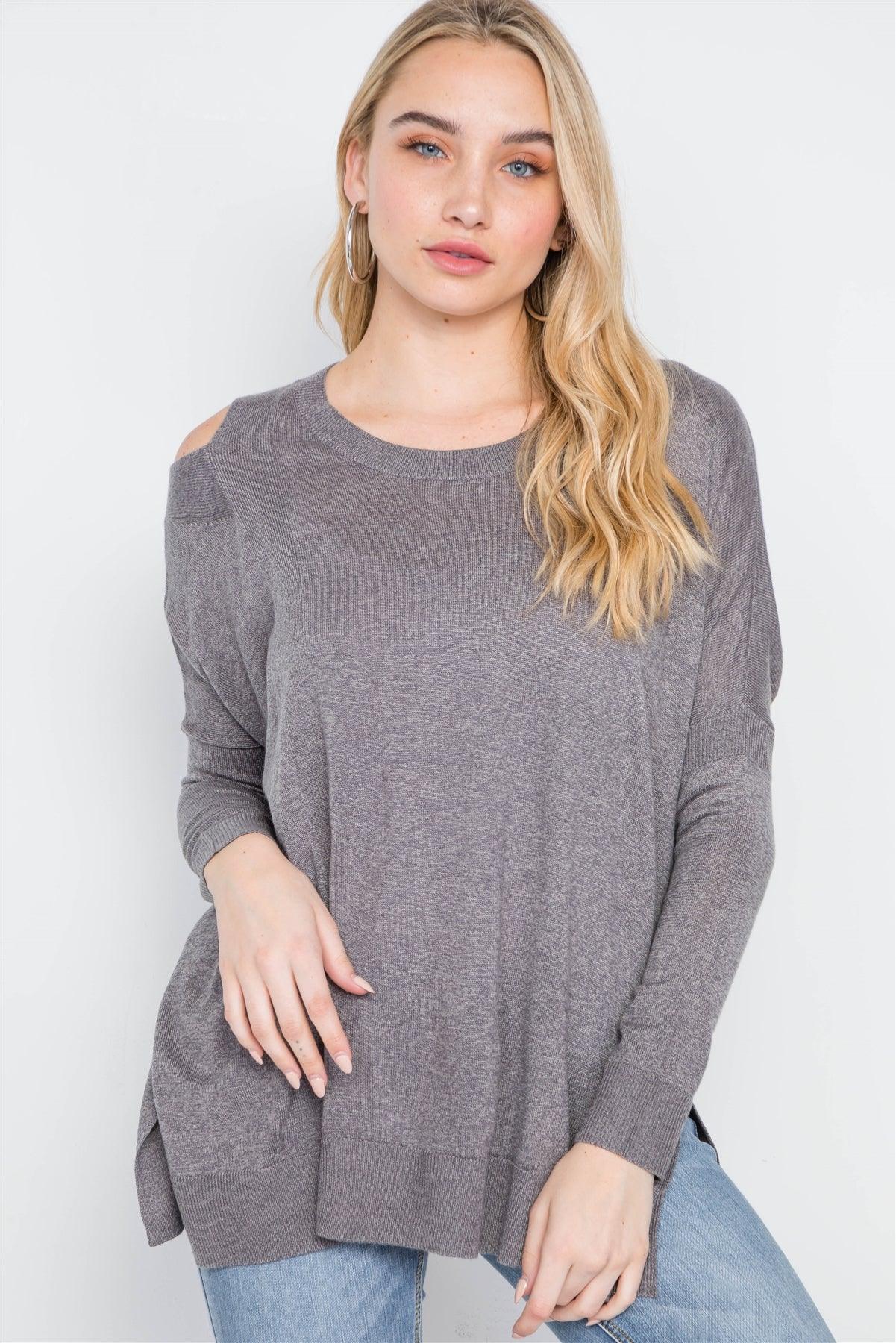 Dust Loose Fit Long Sleeve Cut-Out Sweater /1-1-1