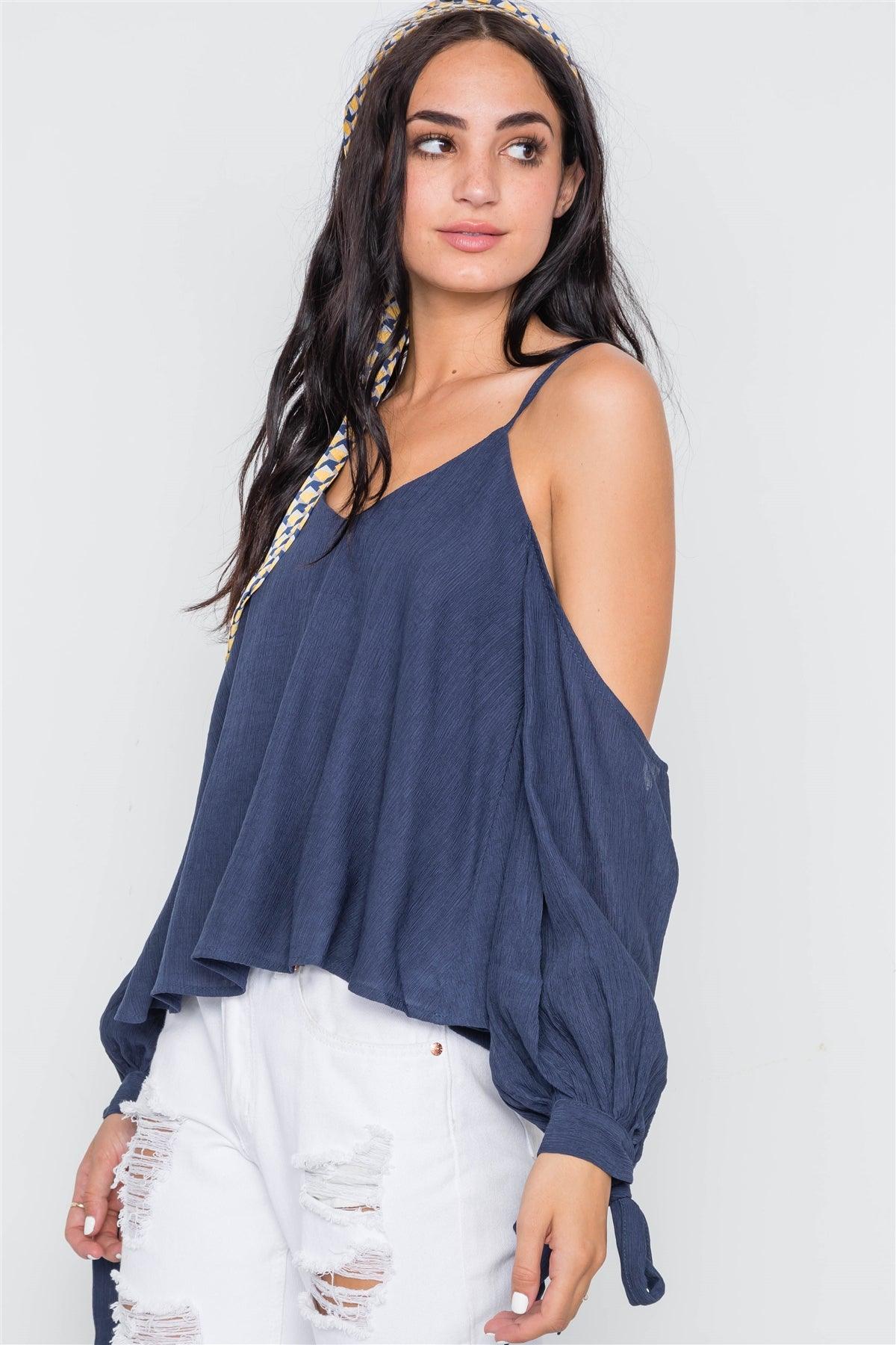 Denim Blue Cold Shoulder Cami Top /1-2-2-2-1