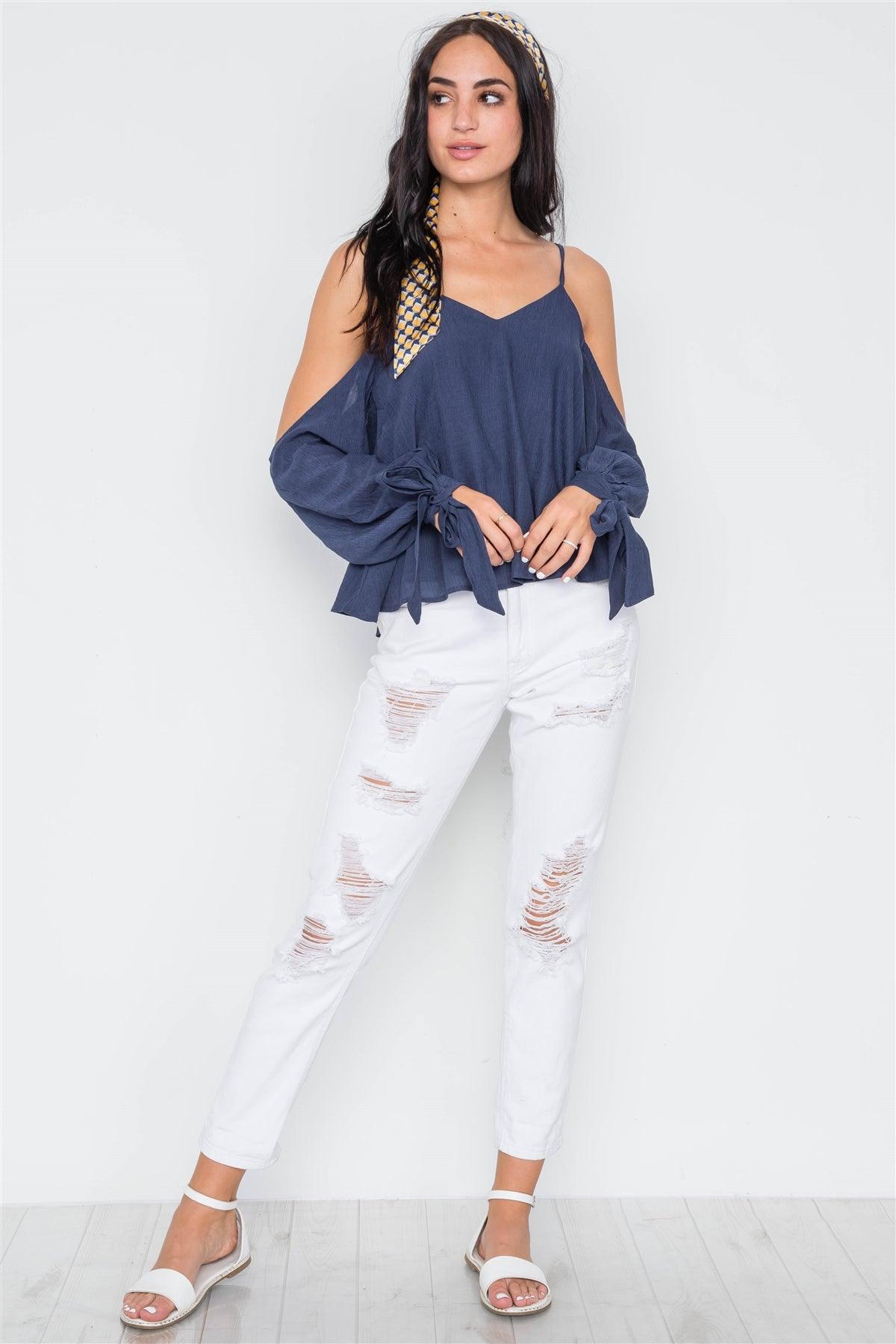 Denim Blue Cold Shoulder Cami Top /1-2-2-2-1