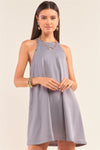 Grey Sleeveless Halter Neck Studded Detail Mini Dress /1-3-2