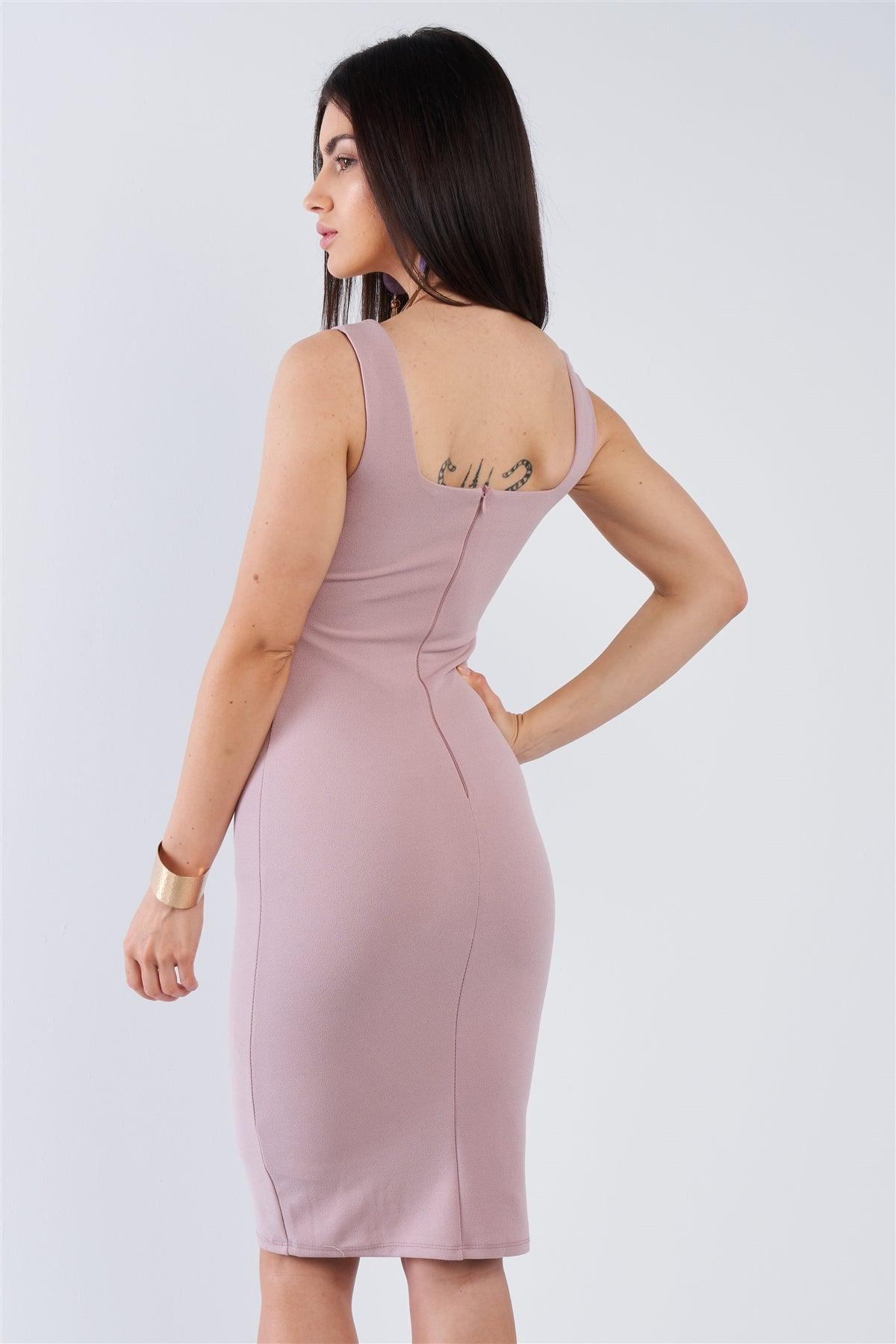 Blush Sexy Midi Exposed Chest Tie Dress /3-2-1