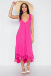 Pink Yarrow Deep Plunging V Neckline Loose Maxi Dress /3-2-1