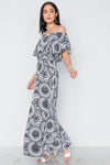 Multi Black Paisley Print Off-The Shoulder Flounce Maxi Dress /3-2-1