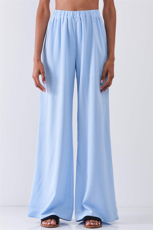 Endless Summer Sky Blue High Waist Flowy Wide Leg Pants /1-2-2-1