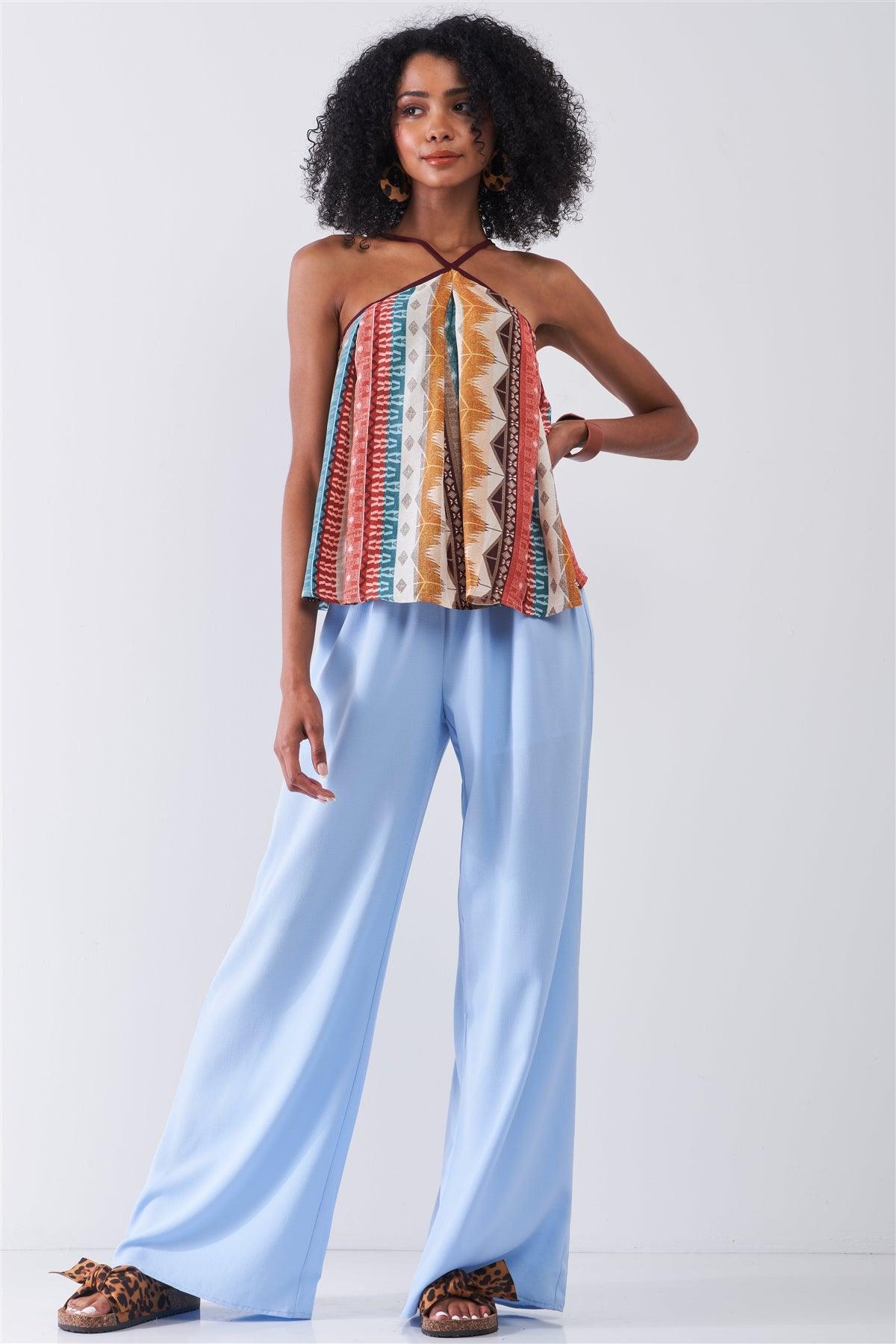 Endless Summer Sky Blue High Waist Flowy Wide Leg Pants /1-1-2-2-1