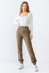 Olive Two Pocket Elasticized High Waist Jogger Pants S-M-L/2-2-2