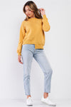 Deep Yellow Relaxed Fit Long Sleeve Ribbed Crew Neck Sweatshirt /3-2-1