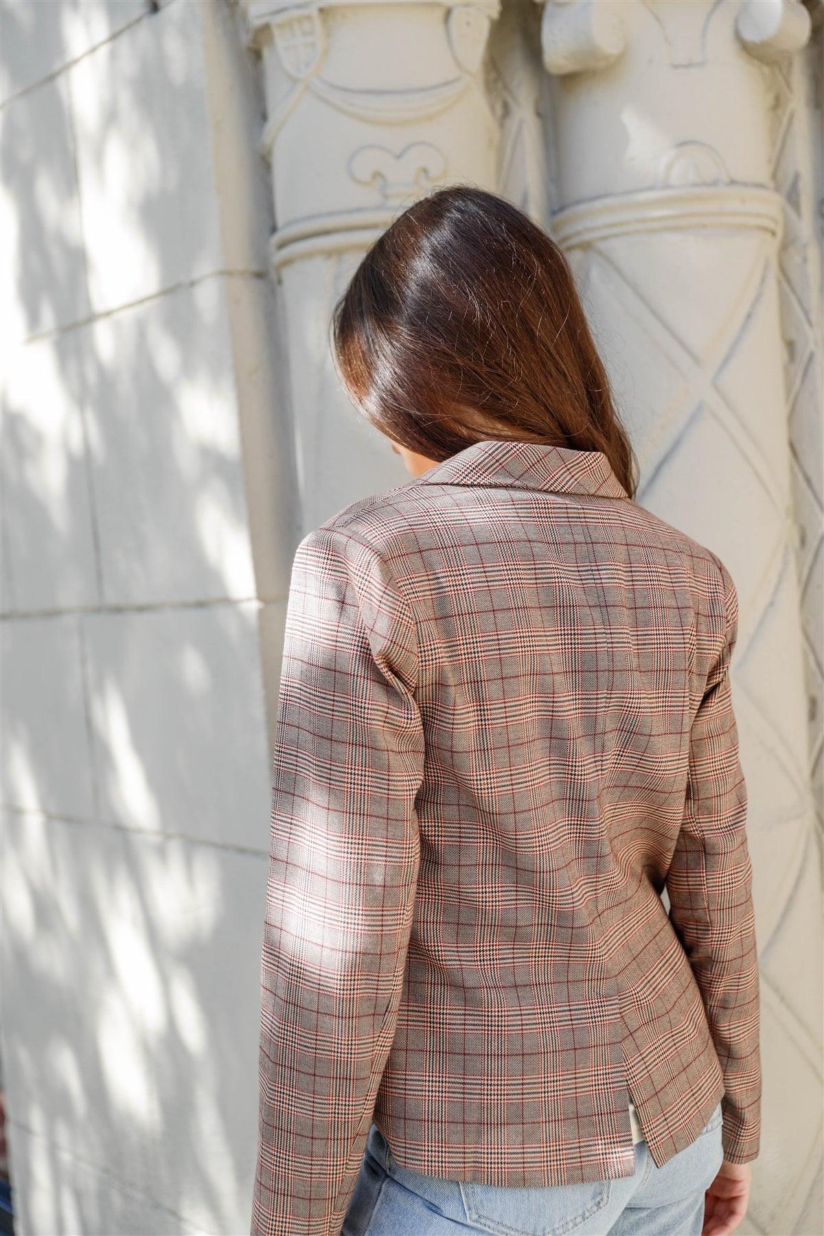 Brown Chelsea Check Single-Breasted Blazer /1-3-2