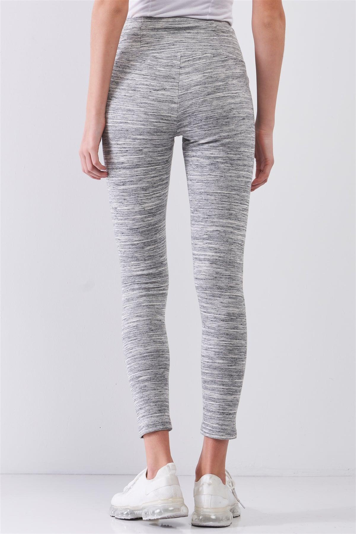 Heather Grey Basic High Waist Fit Yoga Stretchy Legging Pants /1-2-2-1