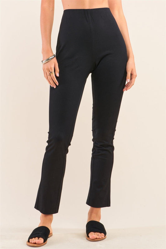 Black High Waist Fitted Ankle Length Pants /2-2-2