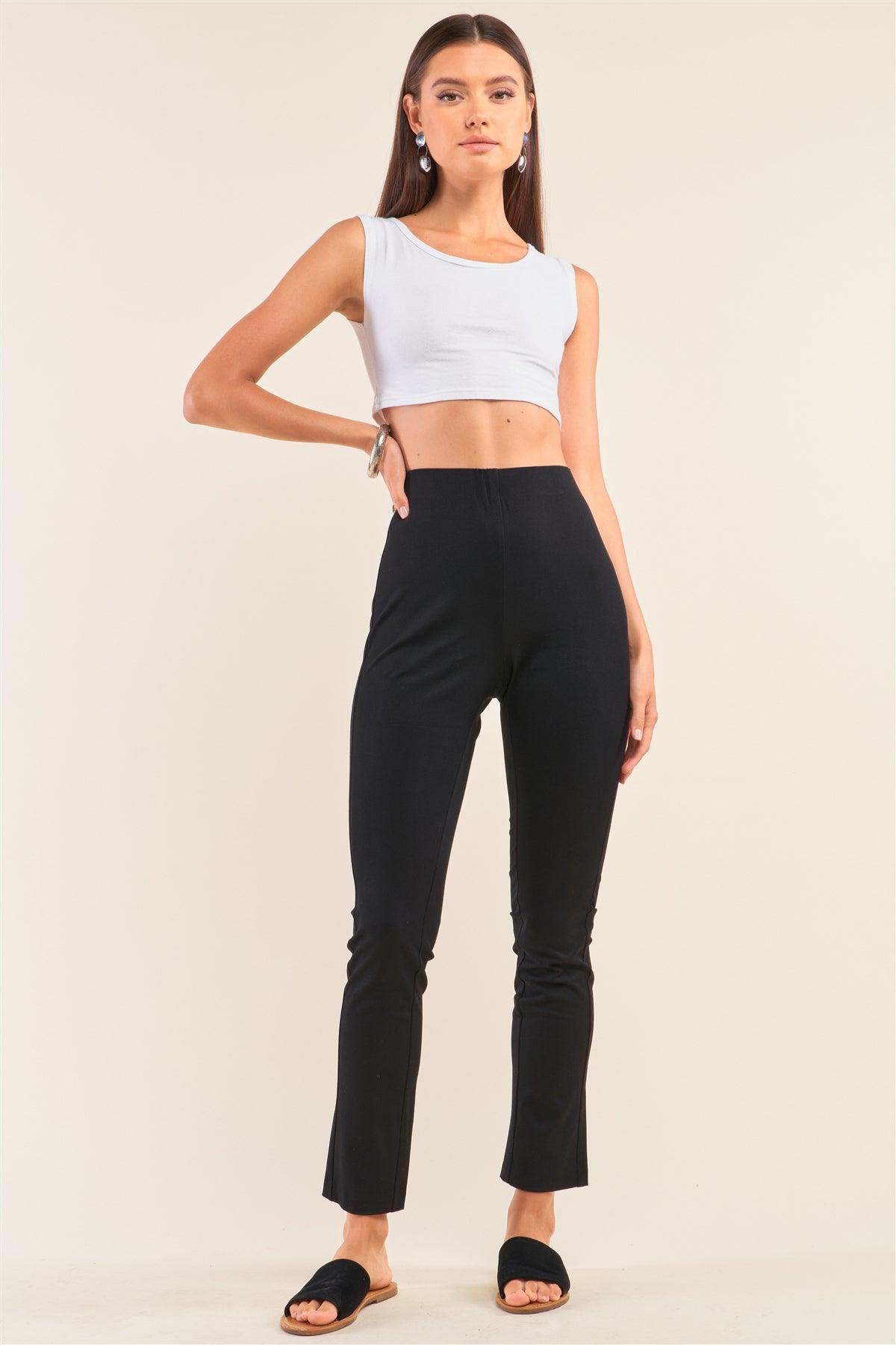 Black High Waist Fitted Ankle Length Pants /2-2-2