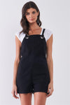 Black Denim Sleeveless Keyhole Straps Detail Romper