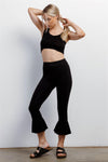 Black Retro High-Waisted Elastic Bell Leg Fitted Capri Pants /1-2-2-1