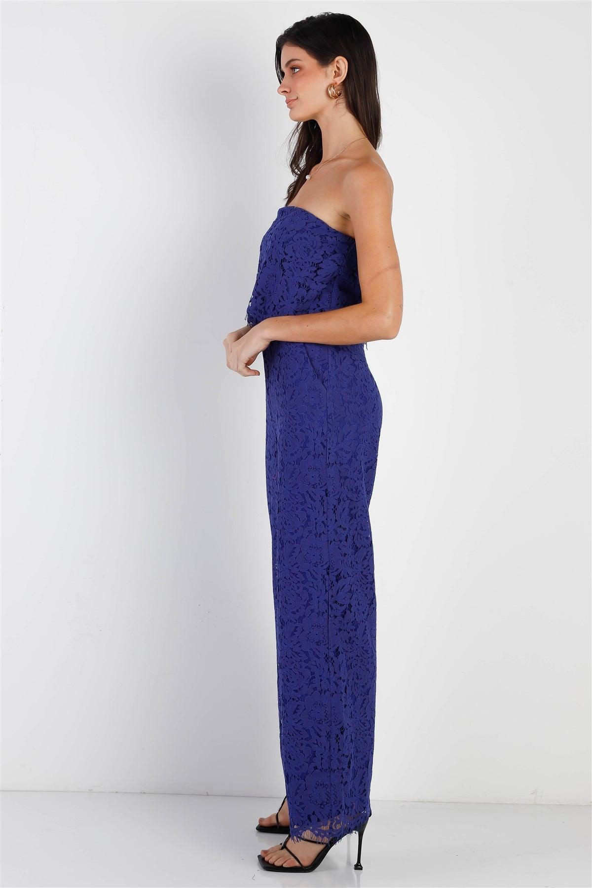 Cobalt Lace Sleeveless Wide Leg Jumpsuit /3-3