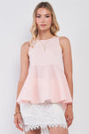 Blush Pink Combo Sleeveless Crew Neck Flare Babydoll Top /1-2-2-1