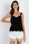 Black Lace Ruffle Detail Strap Cami Top /1-2-2-1