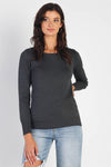 Charcoal Grey Knit Round Neck Sweater /2-2-2