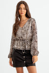 Taupe & Black Leopard Flare Hem Top /2-2-2