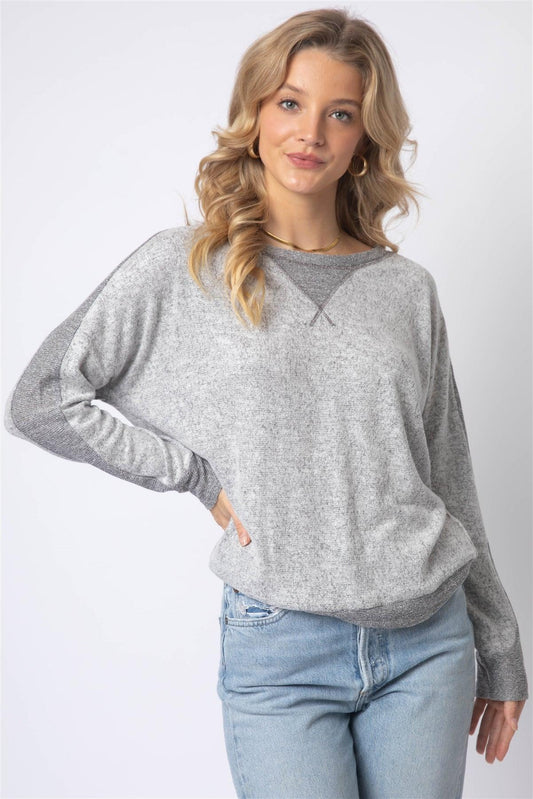 Heather Gray Long Sleeve Round Neck Top /1-1-1