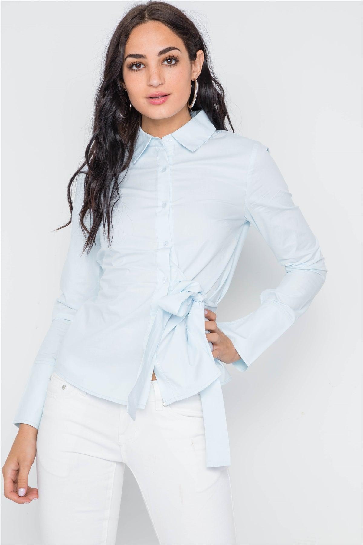 Light Blue Button Down Site Tie Top /3-2-1