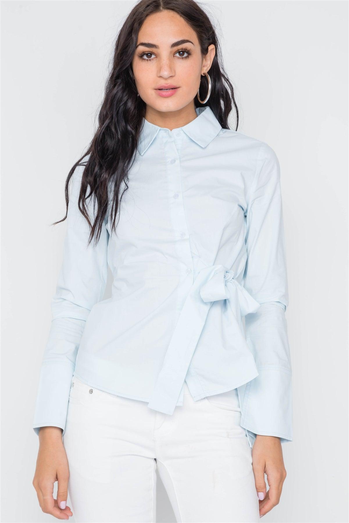 Light Blue Button Down Site Tie Top