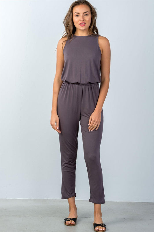 Charcoal Sleeveless Back Cut Out Jumpsuit /3-2-1