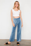 Blue Velvet Ribbed Straight Leg Pants /2-2-2