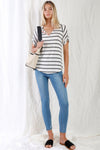 Light Blue High-Waisted With Rips Skinny Denim Jeans /1-3-3-2-1-1-1