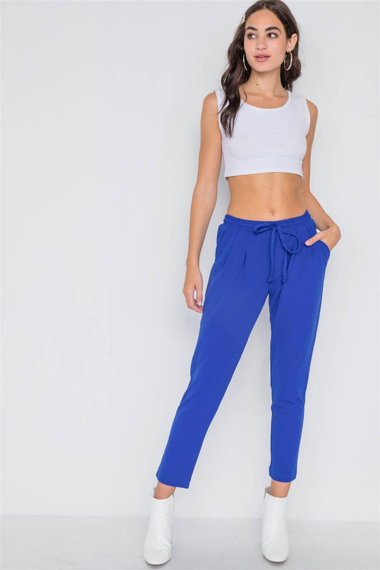 Blue Mid-Rise Solid Skinny Leg Pants /2-2