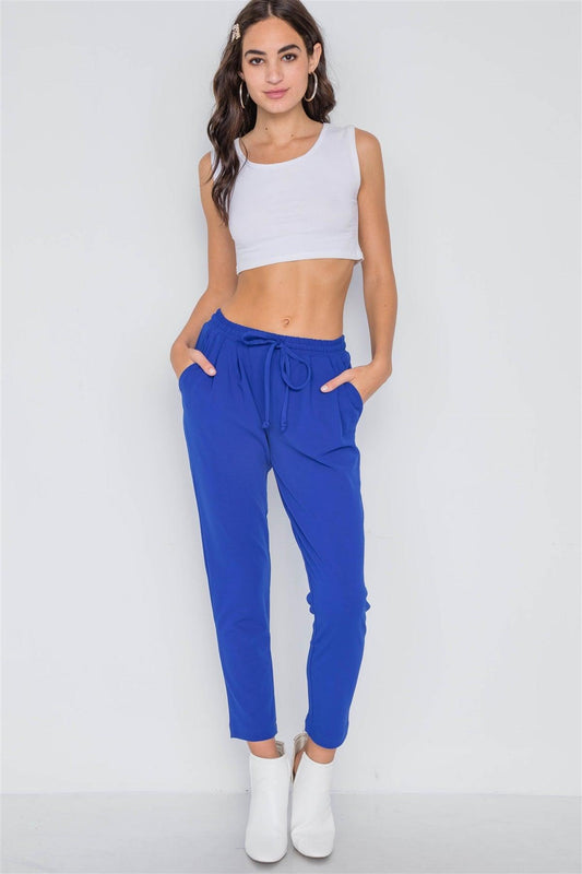 Blue Mid-Rise Solid Skinny Leg Pants /2-2-2