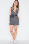 Charcoal Contrast V-Neck Loose Fit Romper /1-3-3