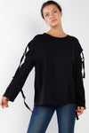 Black Long Sleeve Cut-Out Sweater /2-2-2