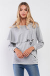 Heather-Gray Ruffled Crew Neck Long Sleeve Sweatshirt /1-2-2