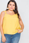 Canary Yellow V-Neck Gathered Shoulder Casual Top / 1-2-2-1