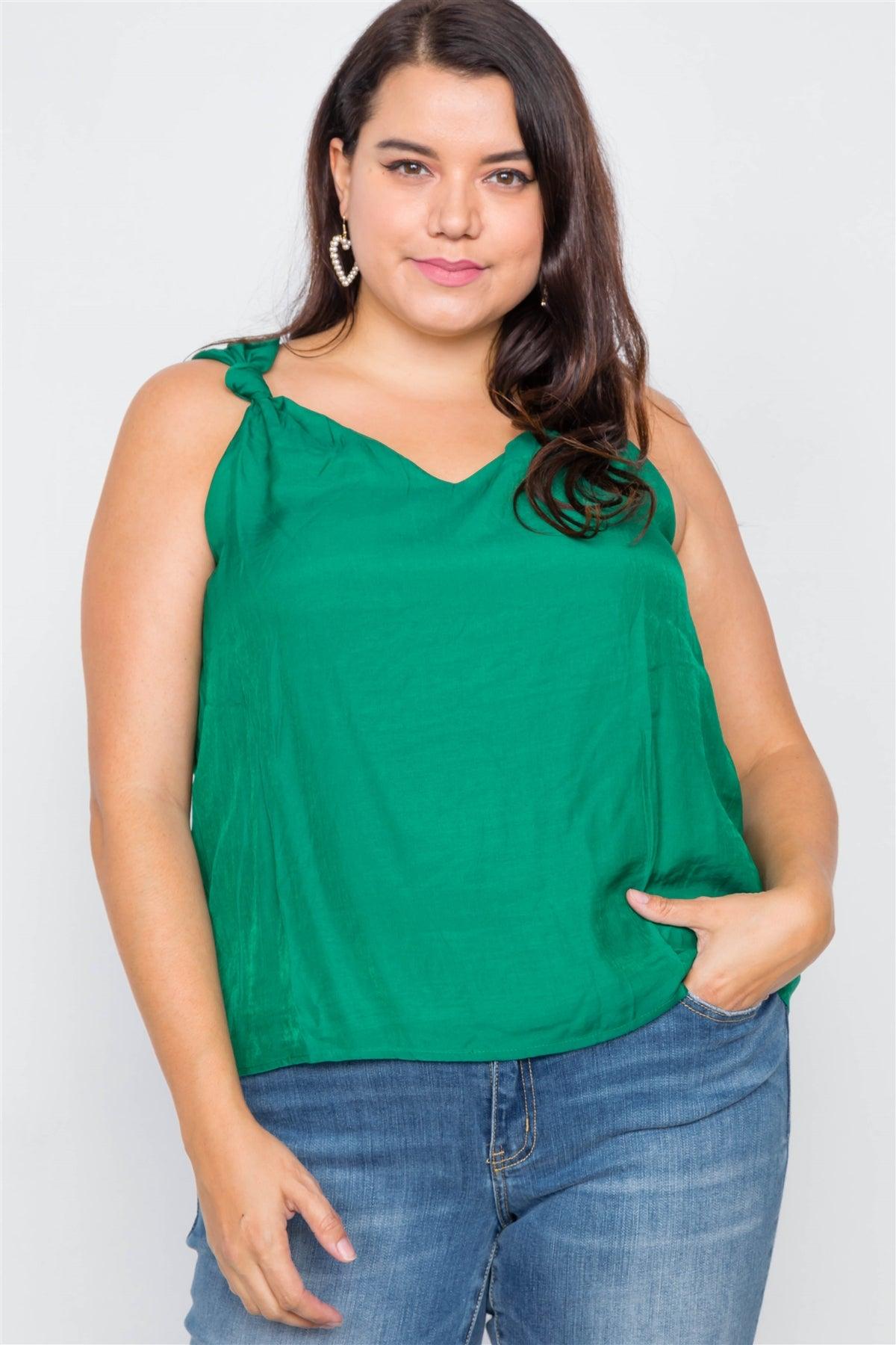 Green V-Neck Gathered Shoulder Casual Top /1-2-2-1