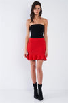 Red Mermaid Frill Hem Mini Skirt /2-2-2