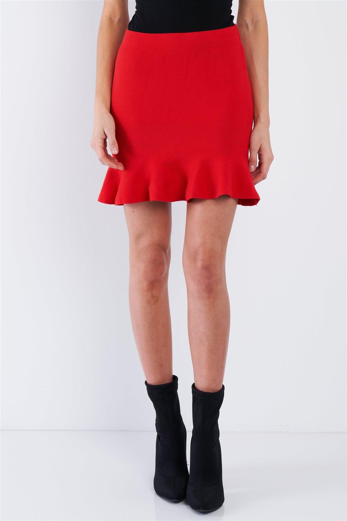 Red Mermaid Frill Hem Mini Skirt /2-2-2