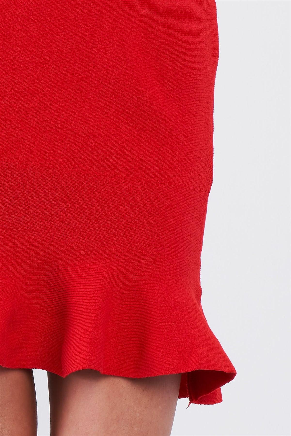 Red Mermaid Frill Hem Mini Skirt /2-2-2