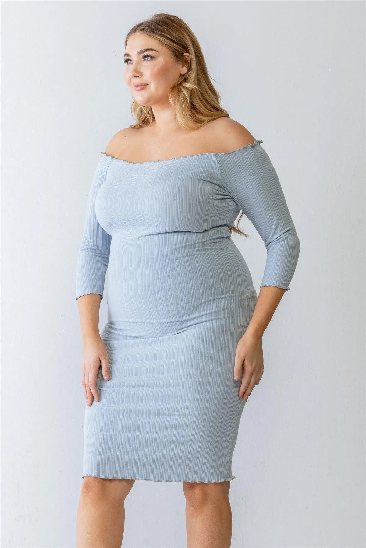 Off the shoulder midi dress plus size best sale